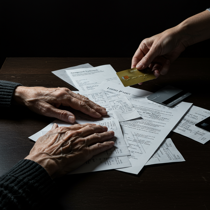 A symbolic image to illustrate the insidious nature of financial exploitation of the elderly, a key type of abuse detailed in the article.