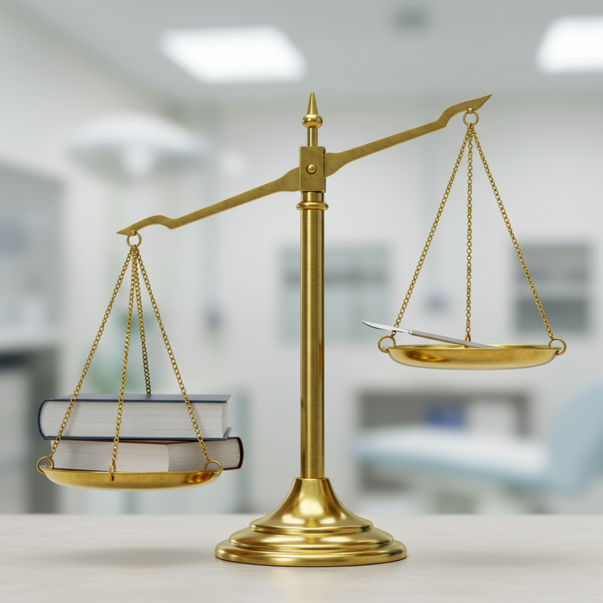 To visually represent the concept of the 'standard of care' as a measurable benchmark in a medical setting.